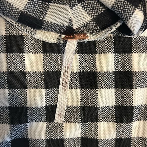 Free People Sheer Turtleneck | quarter sleeve | Checkered | like new - Picture 2 of 3